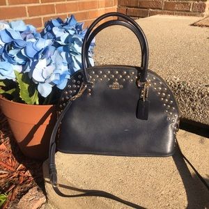 Coach round navy blue studded handbag